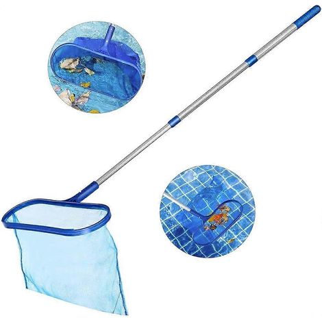 Écumoire de piscine, ramasseur de feuilles robuste, convient aux piscines, étangs et spas - conception à sac profond, maille fine, cadre en plastique épais. (1/5)