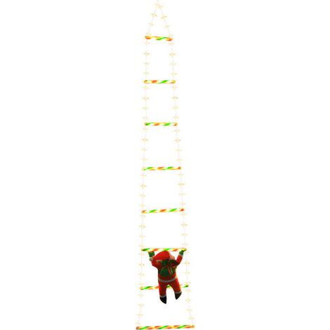 Lumières d'échelle de Noël avec Père Noël, 4,86 pieds, X-mas d'ornement suspendues pour arbre Noël avec minuterie, télécommande, 8 modes clignotants, lumières LED suspendues pour mur chambre