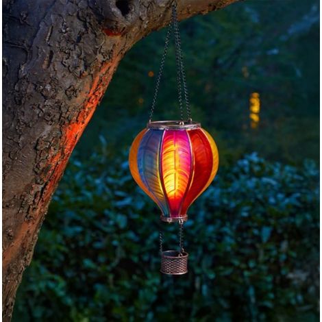 Lanterne solaire type ballon montgolfière h 37cm