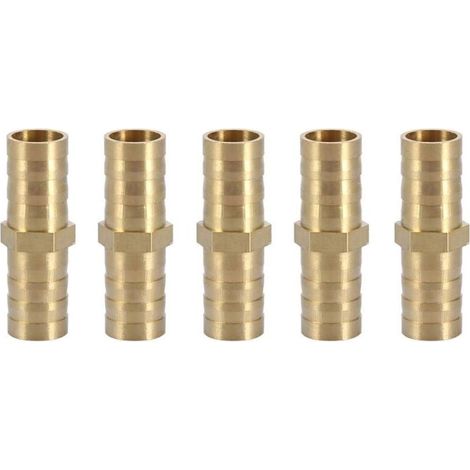 Raccord droit en laiton Ulisem, adaptateur de tuyau bidirectionnel, raccord de tuyau, connecteur de tuyau 10 mm (10 mm, 5 pièces) (1/4)