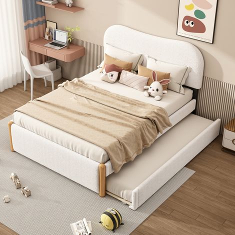lit adulte lit double gigogne 140x200 blanc OKMYHOME (1/5)