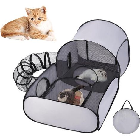 Tunnel de jeu pliable pour chatons, parc de jeu léger et robuste pour animaux de compagnie, idéal pour la maison, le camping et les voyages. (1/5)