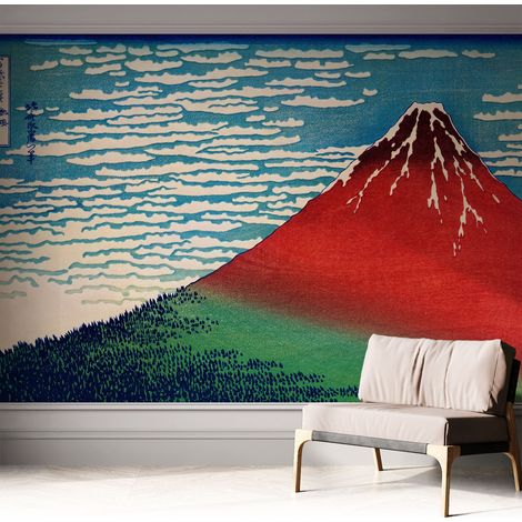 Selbstklebend Tapete - abwaschbar - Raumgestaltung Schlafzimmer Wohnzimmer Tapete Roter Berg 312x219 cm (1/5)