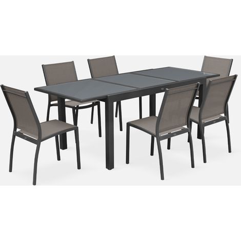 Mesa de jardín extensible de aluminio con 6 sillas