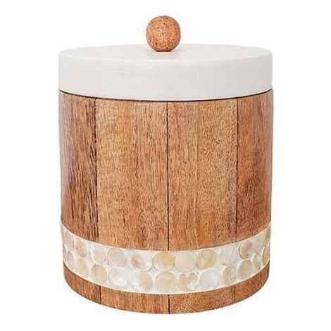 Boîte de rangement décorative en bois avec couvercle en métal blanc 13 x 13 x 12,5 cm - PANGIVO (1/3)