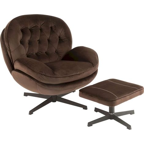 Fauteuil et repose-pied Browns en Métal et tissu - Chocolat, noir (1/5)