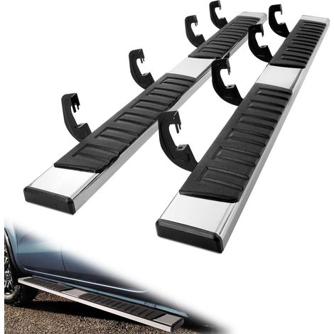 Barres de marche 6 pouces compatibles avec Chevy Silverado et GMC Sierra 2007-2019 Crew Cab en acier inoxydable 201 capacité 500 lbs (1/5)