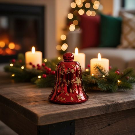Campana in vetro roteante con luci per decorazioni natalizie, diametro da 12 cm (1/4)