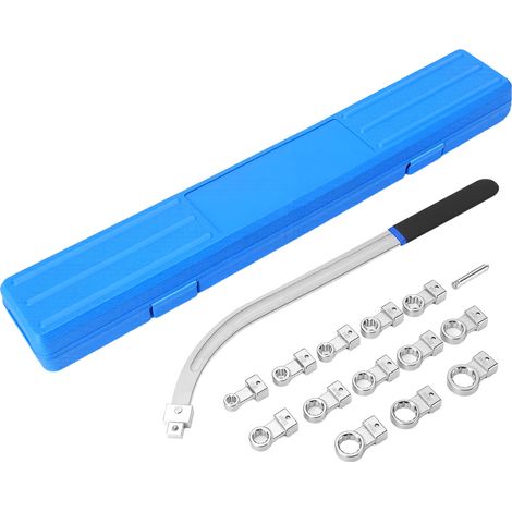 Kit universale di 15 attrezzi per la rimozione della puleggia tendicinghia ausiliaria, set di chiavi di tensione per cinghia di distribuzione motore con adattatori di diverse misure.