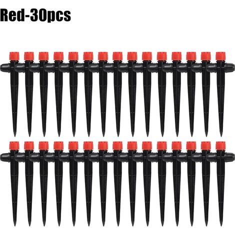 (Rouge - Lot de 30) Arroseur à dispersion polyvalent, arroseur automatique à 8 trous, goutteur à pointes, pour serres et jardins. (1/5)