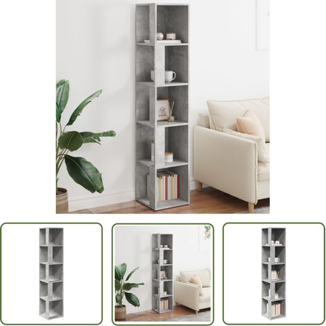 The Living Store Eckregal Betongrau 33x33x164,5 cm Holzwerkstoff - Eckregal - Regalsystem - Wohnraumorganisation - Stauraum - Betongrau (1/5)