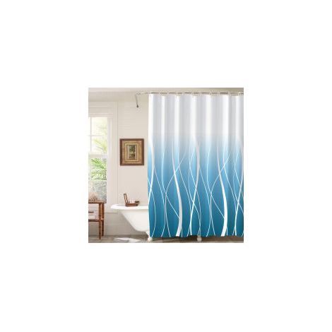 CCYKXA Shower curtain width 180height 180 cm, waterproof, anti-mold, weighted hem, polyester fiber, washable, suitable for bathtub, bathroom, black and white, with shower curtain ring