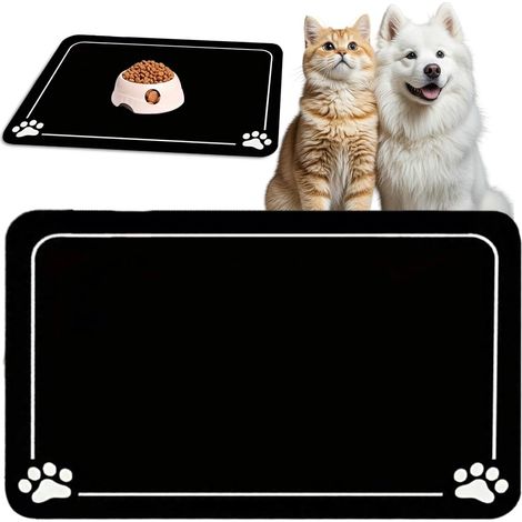 Tapis Chat Gamelle Lavable Imperméable, Tapis Gamelle Chien à Séchage Rapide 60 x 40 cm, Tapis Nourriture pour Chien de Terre de Diatomée, Super Absorbant Tapis Antidérapant de Gamelle pour Chat