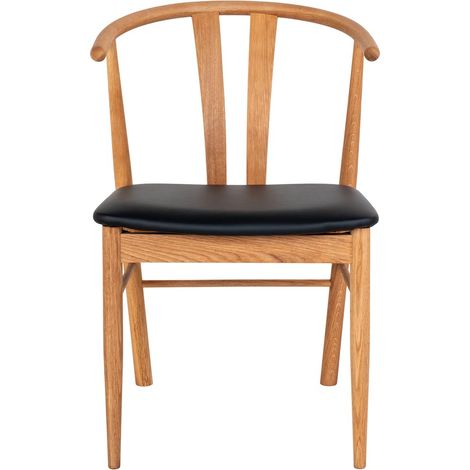 Lot de 2 chaises bistrot 60x54x77 cm en chêne naturel et PU noir (1/5)