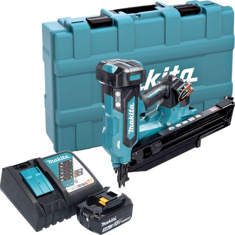 Clavadora a batería Makita DBN 901 RF1K 18 V 50 - 90 mm sin escobillas + 1 batería de 3,0 Ah + cargador + maletín (1/5)