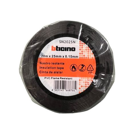 Nastro Isolante PVC Nero 25mm x 20m Autoestinguente Flessibile