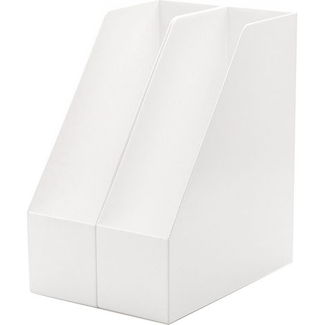 Étagère de rangement pour livres, simple, multifonctionnelle, portable, en plastique, serre-livres et classeurs pour bureau, blanche. (1/5)