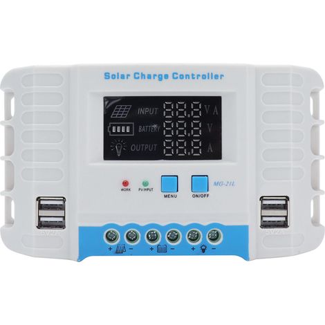 Régulateur de charge solaire 20A avec affichage LCD, protection électrique, résistance aux chocs et panneau solaire (1/5)