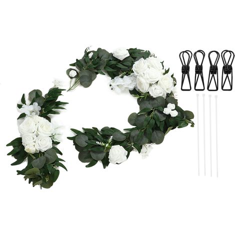 Lot de 2 décorations florales de mariage en forme de rose, réalistes, aux couleurs vives et inodores, pour une bienvenue parfaite (18063 BS). (1/5)