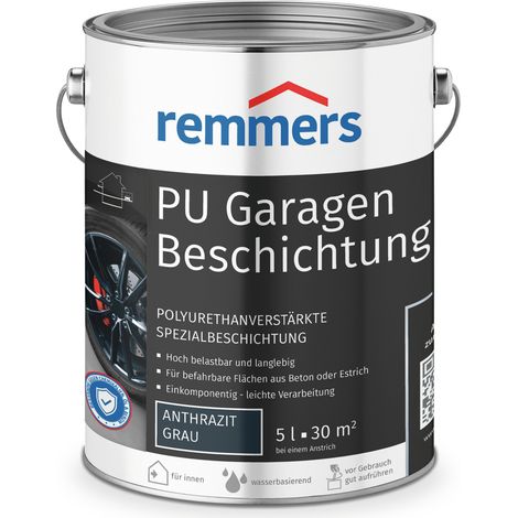 Remmers PU Garagenbeschichtung anthrazit, matt, 5 Liter, Beton- und Bodenfarbe, für Garagen, abriebfest und beständig gegen Weichmacher (1/3)