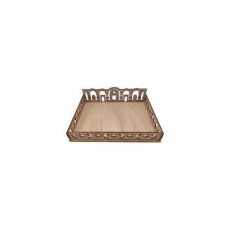 Serviertablett aus Holz für Eid und Ramadan, Mubarak-Design mit Mond und Sternen, Backblech für Desserts - Crezuo