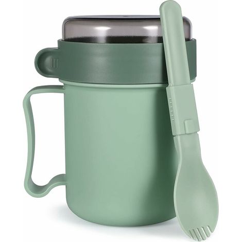 Microwaveable Soup Mug with Lid And Spoon Soup To-Go Container Cereal Cup with Lid for Soups Noodles Hot Cereals and More Reusable (1/5)
