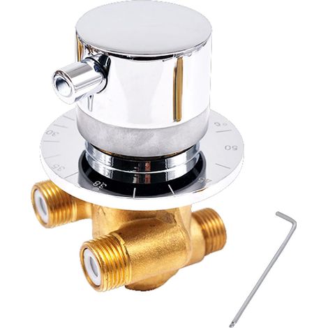 1 Voies Mitigeur Thermostatique Robinets De Douche, Mural Laiton Mitigeur Baignoire Froide et Chaude, Mitigeur Salle De Bain Pour Douche Bain Cabine, G1/2" (1/5)