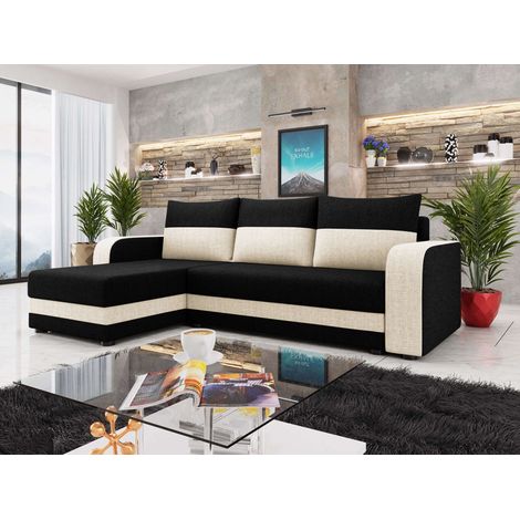 Bestmobilier – Canapé d'angle réversible 4 places convertible avec coffre – Tissu 100% polyester – Dimensions 237x139x84 cm – Couchage 204x130 cm