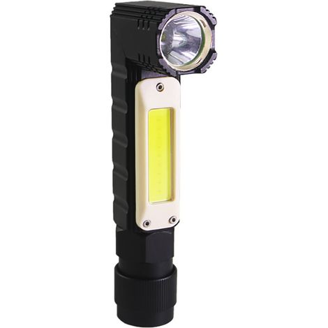 Wiederaufladbare magnetische LED-Arbeitsleuchte mit Clip und Magnetfuß, XPG + COB LED, Kfz-Werkzeuge für Auto, Pickup, LKW, Wandern, Camping (L, schwarz)