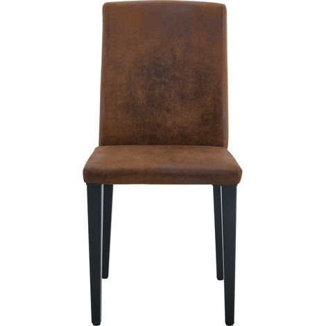 Set di 2 sedie da pranzo minimaliste in tessuto marrone con gambe in metallo nero (1/5)