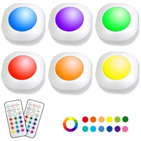 Pair Télécommande sans fil armoire lumière dimmable charge chambre atmosphère presse veilleuse six lumières deux télécommande