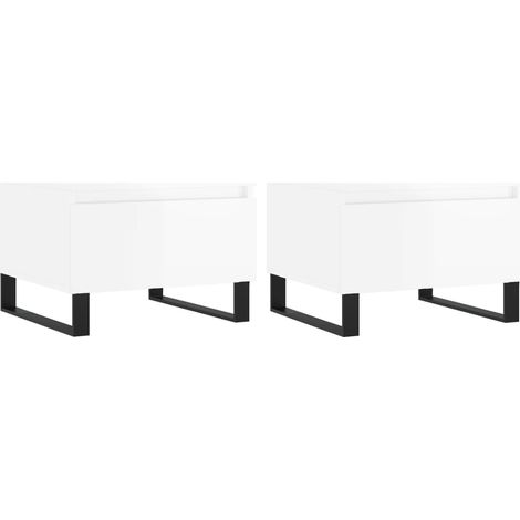 Maison Exclusive - Couchtische 2 Stk. Hochglanz-Weiß 50x46x35 cm