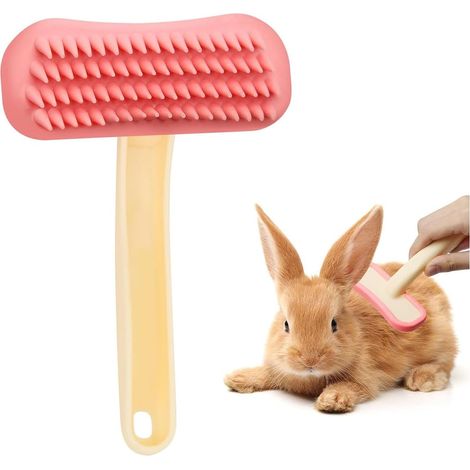 Brosse à lapin éliminant les poils morts peigne pour animaux de compagnie compact et portable pour lapins et petits animaux (1/5)
