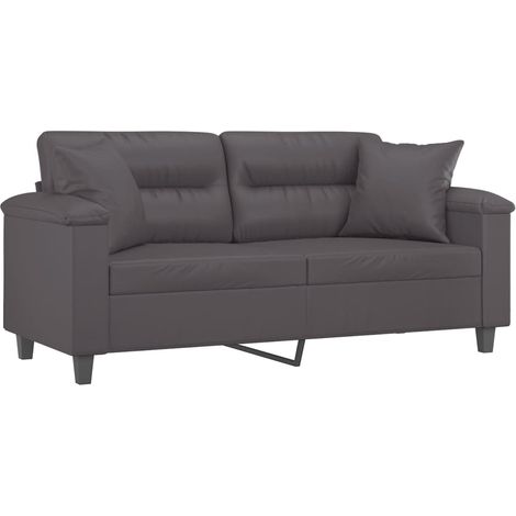 2-Sitzer-Sofa mit Zierkissen Grau 140 cm Kunstleder vidaXL (1/4)