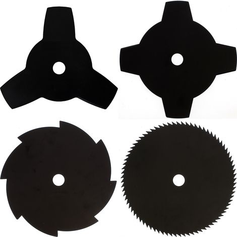 Gt Garden – Lot de 4 lames de débroussailleuse 255mm – 3, 4, 8 et 80 dents – Acier – Alésage 25.4mm – Épaisseur 1.6/1.9mm