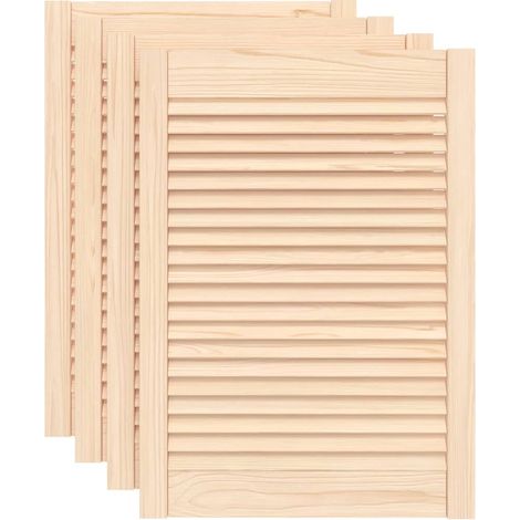 4er-Set Shutter-Schranktüren 69x49,4cm aus massivem Kiefernholz