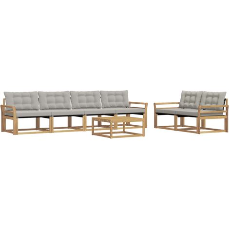 Set di divani da esterno 7 pcs Bianco e Grigio Chiaro vidaXL
