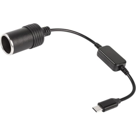 Câble d'alimentation USB C mâle vers allume-cigare 12 V pour caméra embarquée, GPS, bandes lumineuses LED de voiture (1/5)