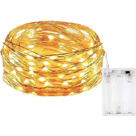Guirlande lumineuse à piles blanc chaud - 30 LED, fil de cuivre de 3 m (1/5)