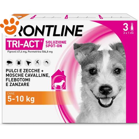 Frontline Dog Tri-Act (5-10Kg) - Confezione 3 Pipette - Antiparassitari CANE