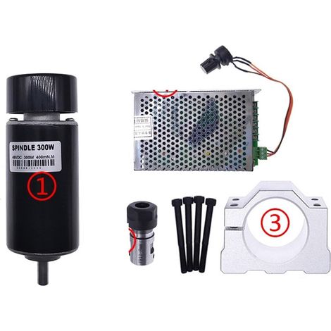 Kits de moteurs de broche CNC Ensemble de broches 300W 48V cc, 060v dc, régulateur de vitesse réglable, alimentation électrique for Machine à graver(48V 300W 4) (1/5)