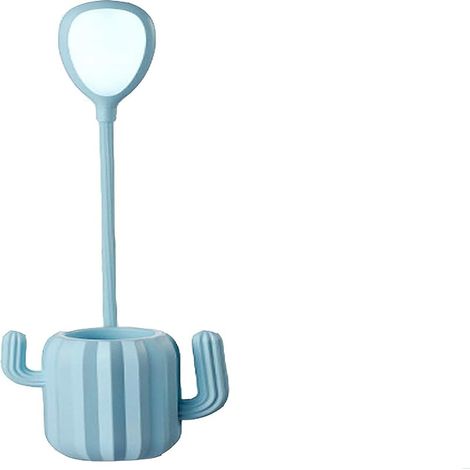 Lampe de bureau LED avec porte-stylo, col de cygne flexible à 360°, luminosité réglable et lumière anti-fatigue – bleue (1/5)