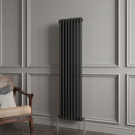 Biubiubath Traditional Cast Iron Style Radiator Vertical 2 Column Black 1500x380mm