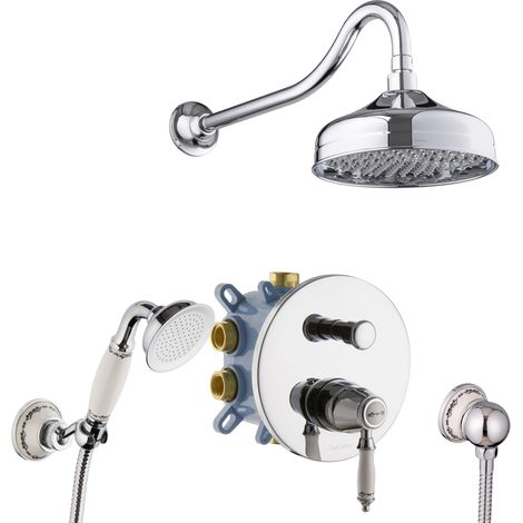 PaulGurkes Dusch-Set Unterputz Nostalgie Retro Antik- Dusche Keramik Duschsystem (1/5)