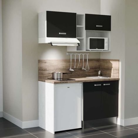 Kitchenette K13L-PT - 140 cm - plan stratifié, évier inox, électroménager inclus