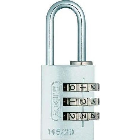 Vorhängeschloss abus 145 20 mm Aluminium silber Kombination 3 Ziffern
