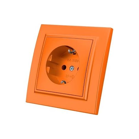 Recessed Wall Socket,Wall Electrical Outlet Set,Indoor Wall Socket 250V AC 16A,Orange Grounding Socket,EP-04 (1/5)