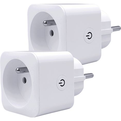 Konyks Priska FR Dual Pack - Lot de 2 Prises connectées Wi-FI + BT, 16A avec avec compteur de conso, programme et scénarios compatible Tuya, Alexa et Google Home (1/5)