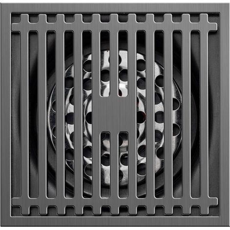 Siphon de sol carré pour machine à laver, anti-odeurs, anti-obstruction, pour salle de bain, douche, avec couvercle amovible, dimensions 10 x 10 cm, gris (1/5)