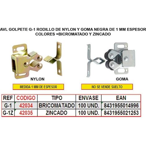 baja avl golpete g-1z rodillo de goma 1 mm de espes zincado (caja 100 unidades)